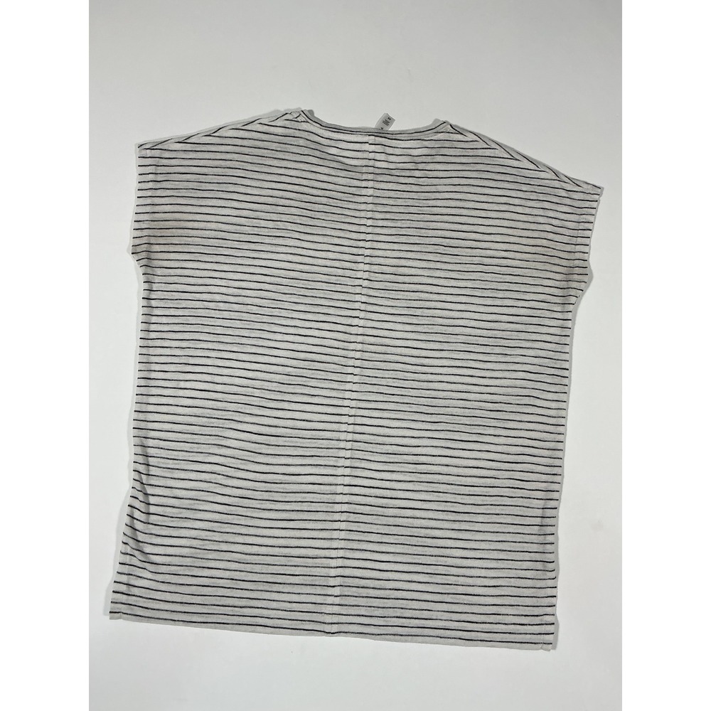 Athleta Cloudlight Stratus Striped Tee Top Gray Black Oversized Boxy Size XS